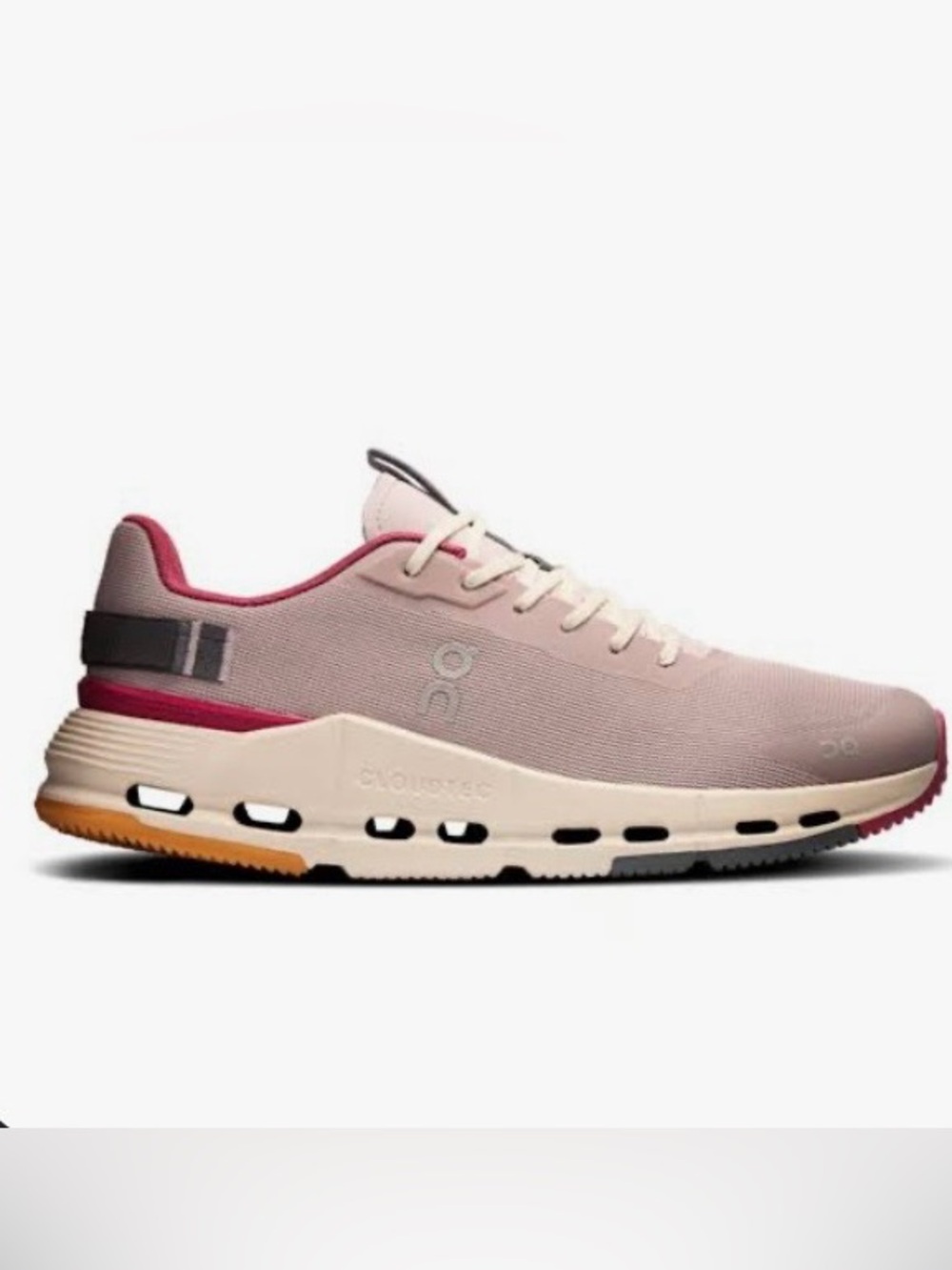 Women's Performance Sneakers in Blush Pink with Burgundy Trim